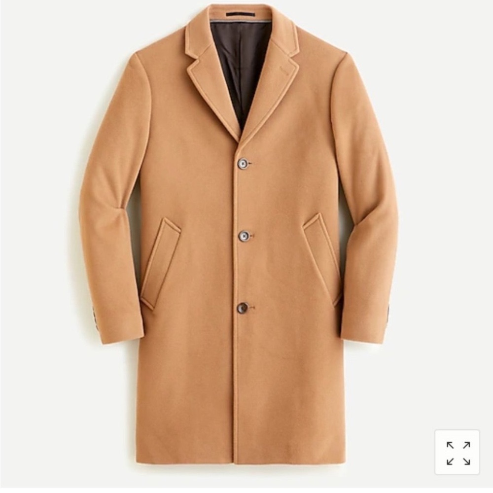 J. Crew Tan Top Coat with Notched Lapel and Tailored Men’s J Crew Ludlow Top
